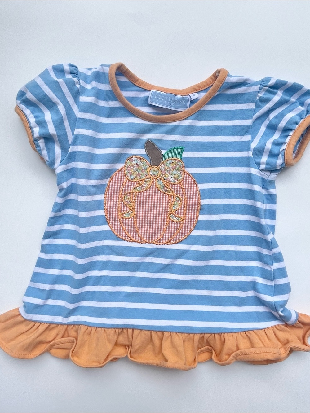 Trotter Street Kids Pumpkin Appliqué Top Size 3 Halloween, Fall